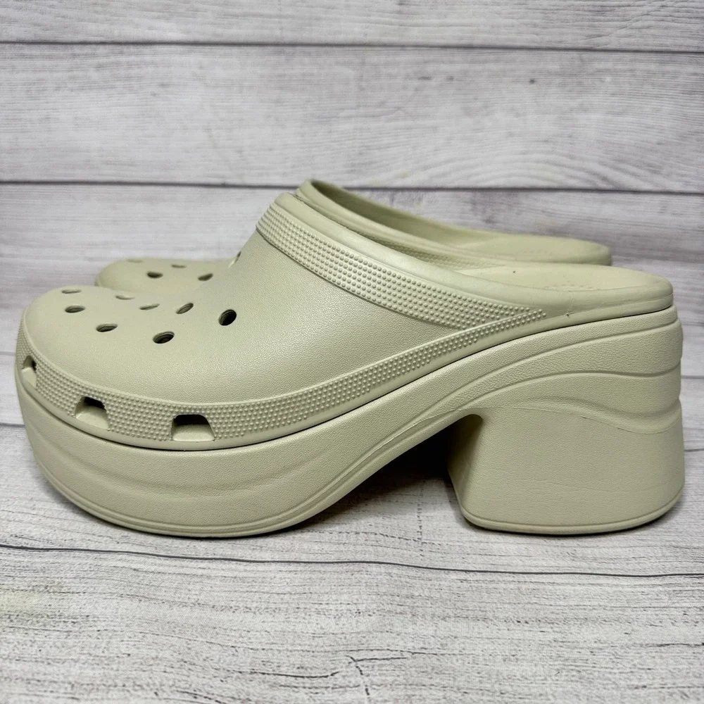 Crocs Platform Clog Heel Sandal‎ Beige Classic Comfort Shoes Men's 13